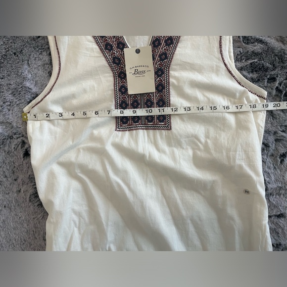 NWT GH Bass & Co. White Cotton Embroidered Dress Midi V neck Sleeveless medium - Picture 11 of 11